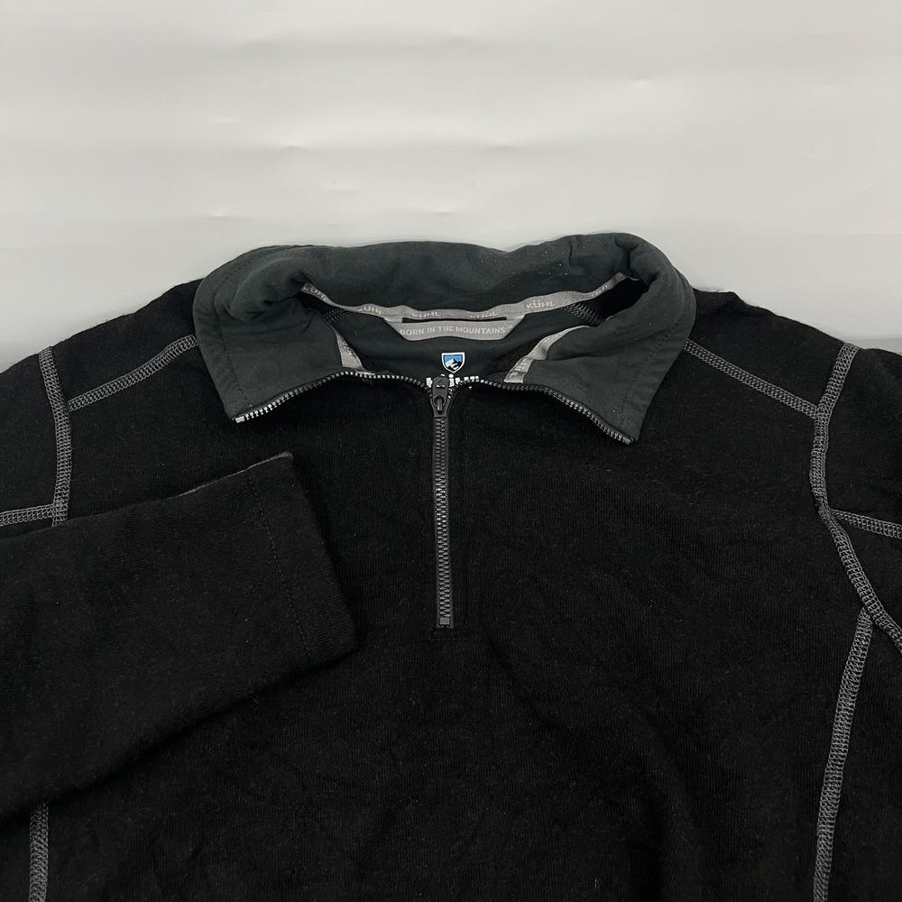 Kuhl Revel 1/4 Zip Kashmira Fleece Sweater Pullover Black/Gray 3007 Men's Small